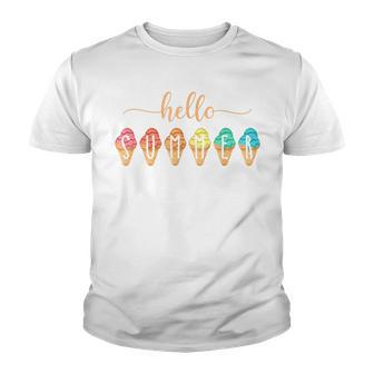 Hello Summer Vacation Ice Cream Cone Lover Present Youth T-shirt - Thegiftio UK