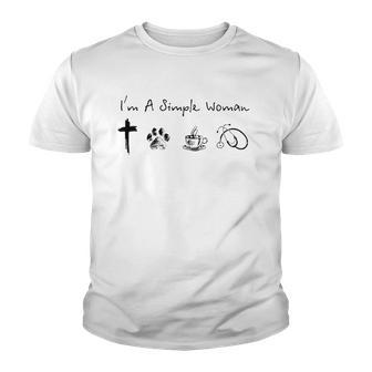I Am A Simple Woman Jesus Dog Coffee Stethoscope Nurse Youth T-shirt | Mazezy