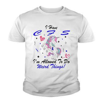 I Have Chronic Fatigue Syndrome Cfs Im Allowed To Do Weird Things Unicorn Blue Ribbon Chronic Fatigue Syndrome Support Cfs Awareness Youth T-shirt | Favorety AU