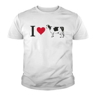 I Heart Love Cow Holstein Guernsey Cattle Youth T-shirt - Thegiftio UK