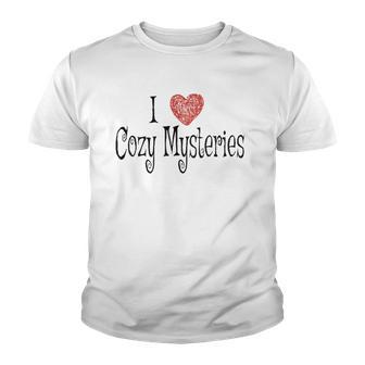 I Love Cozy Mysteries Books Lover Youth T-shirt - Thegiftio UK