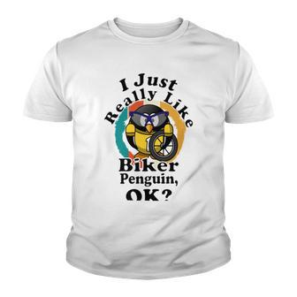 I Really Like Biker Penguin Ok Youth T-shirt | Favorety UK