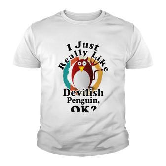 I Really Like Devilish Penguin Ok Youth T-shirt | Favorety AU