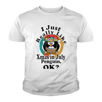 I Really Like Xmas In July Penguin Ok Youth T-shirt | Favorety