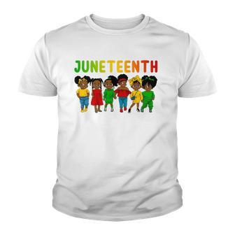 Juneteenth Celebrating 1865 Ancestors Cute Black Girls Kids Youth T-shirt | Mazezy DE