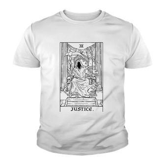 Justice Tarot Card Grim Reaper Halloween Horror Occult Goth Youth T-shirt | Mazezy