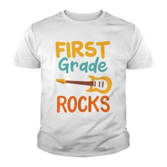 Kids 1St Grade First Grade Rocks Back To School Guitar Youth T-shirt - Seseable