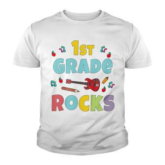 Kids 1St Grade Rocks 1St Day Of School Back To School Guitar Cute Youth T-shirt - Seseable