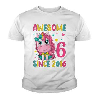 Kids 6Th Birthday Party Unicorn Girl 6 Years Old Birthday Youth T-shirt - Seseable