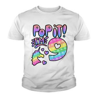 Kids Kids Pop It 9Th Birthday Girls Boys 9 Years Old Fidget V2 Youth T-shirt - Seseable