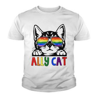 Lgbt Ally Cat Be Kind Gay Rainbow Funny Lgbtq Gift Idea Youth T-shirt - Thegiftio UK