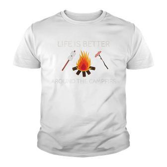 Life Is Betteraround The Campfire Fun Camping Youth T-shirt - Thegiftio UK