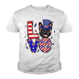 Love French Bulldog Patriotic 4Th Of July Youth T-shirt - Seseable