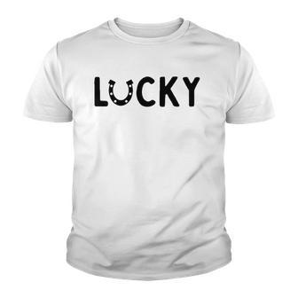 Lucky Saint Patricks Day Funny Horseshoe Graphic Design Youth T-shirt - Thegiftio UK