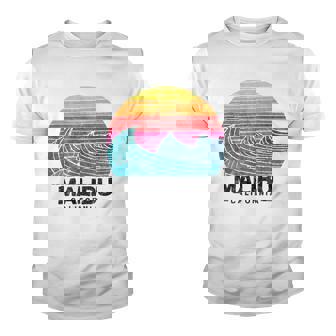 Malibu Los Angeles Waves Beach Retro California Sunset Surf Youth T-shirt | Mazezy