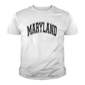 Maryland Varsity Style Text Gray With Black Print Youth T-shirt - Thegiftio UK