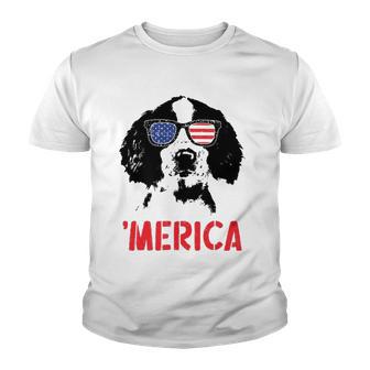 Merica Englisth Springer Spaniel American Flag 4Th Of July V2 Youth T-shirt - Thegiftio UK