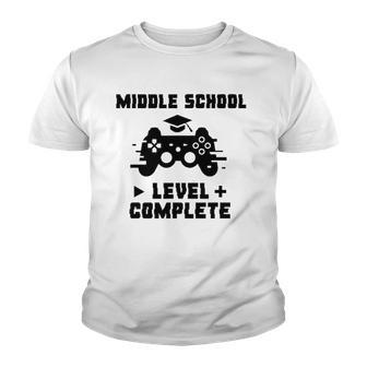 Middle School Level Complete Funny Video Gamer Graduation Youth T-shirt | Mazezy