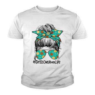 Mom Life Messy Bun Scout For Girls Cookie Gifts Youth T-shirt - Thegiftio UK