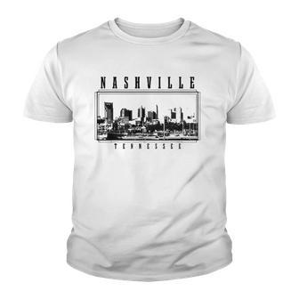 Nashville Tennessee Vintage Skyline Country Music City Youth T-shirt - Thegiftio UK