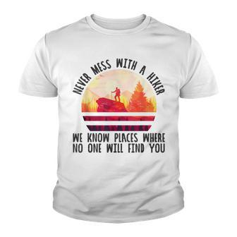 Never Mess With A Hiker Backpacker Camping Climbing Hiking Youth T-shirt - Thegiftio UK