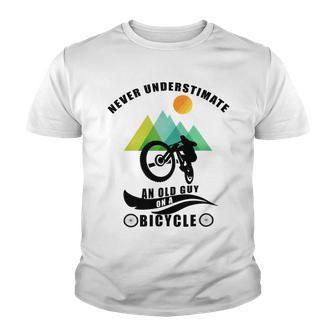 Never Underestimate An Old Guy On A Bicycle Youth T-shirt | Favorety