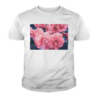 Pink Roses In Garden Youth T-shirt | Favorety