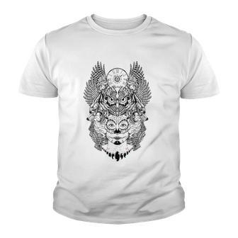 Sugar Skull Owl Day Of The Dead Youth T-shirt | Mazezy