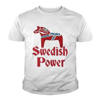 Swedish Power Dala Dalarna Horse Vintage Grunge Red Youth T-shirt - Thegiftio UK