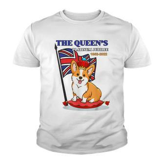 The Queen’S Platinum Jubilee 1952-2022 Corgi Union Jack Youth T-shirt | Mazezy