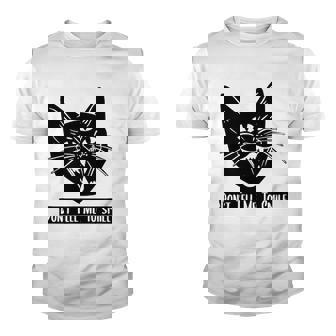 Three Eyes Cat Hissing Dont Tell Me To Smile Youth T-shirt | Mazezy