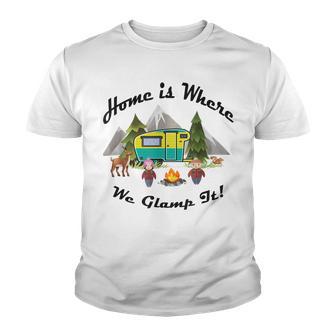 Vintage Rv Home Is Where We Glamp It Camping T Youth T-shirt - Thegiftio UK