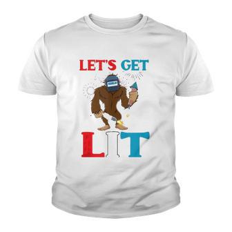 Welders 4Th Of July Bigfoot Sasquatch Welding Gift Youth T-shirt - Thegiftio UK