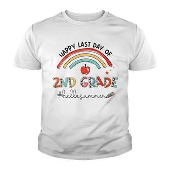 Womens Leopard Rainbow Happy Last Day Of 2Nd Grade Hello Summer Youth T-shirt - Thegiftio UK
