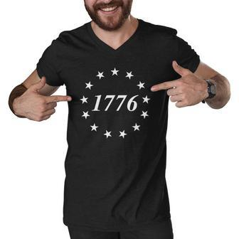 13 Stars & 13 Colonies Betsy Ross Flag 1776 Star Circle Men V-Neck Tshirt | Mazezy
