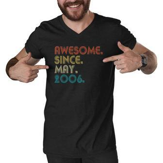 16 Years Old Awesome Since May 2006 16Th Birthday Gift Men V-Neck Tshirt | Mazezy