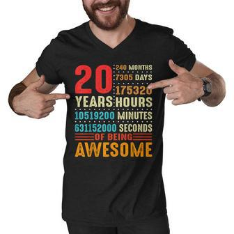 20 Years Old 20Th Birthday Vintage 240 Months For Boy Girl Men V-Neck Tshirt - Seseable