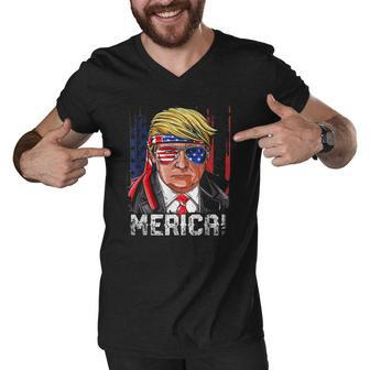 2024 Trump 4Th Of July S Merica Men V-Neck Tshirt | Mazezy