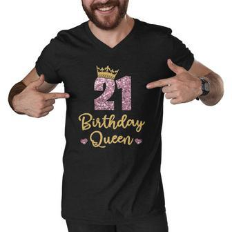 21 Birthday Queen 21St Birthday Queen 21 Years Gift Men V-Neck Tshirt | Mazezy