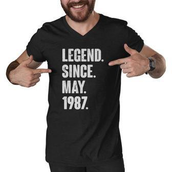 35 Years Old Gift 35Th Birthday Legend Since May 1987 Gift Men V-Neck Tshirt | Mazezy