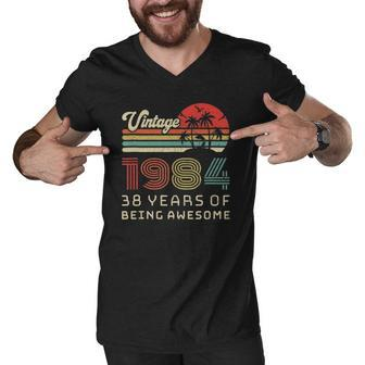38 Years Old Birthday Vintage 1984 38Th Birthday Men V-Neck Tshirt | Mazezy