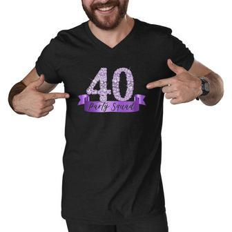 40Th Birthday Party Squad I Purple Group Photo Decor Outfit Men V-Neck Tshirt | Mazezy