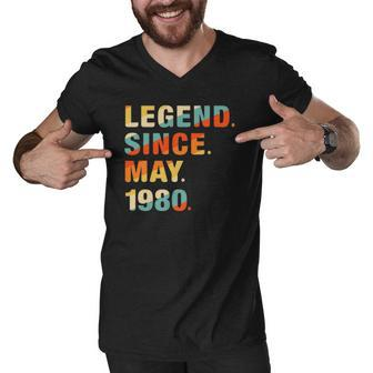 42Nd Birthday Gifts 42 Years Old Legend Since May 1980 Gift Men V-Neck Tshirt | Mazezy