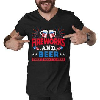 4Th July Fireworks And Beer Thats Why Im Here Director Men V-Neck Tshirt - Seseable