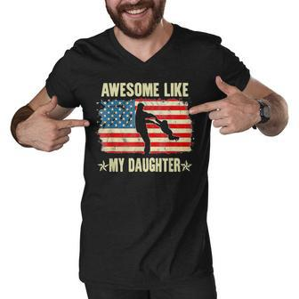 4Th Of July Awesome Like My Daughter Vintage Fathers Day Men V-Neck Tshirt - Seseable