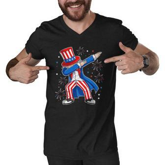 4Th Of July Dabbing Uncle Sam Costume Patriotic Gift Men V-Neck Tshirt | Mazezy