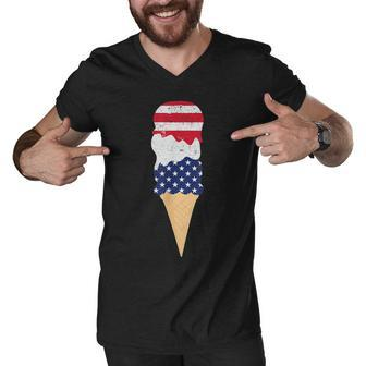 4Th Of July Patriotic Ice Cream For Independence Day Men V-Neck Tshirt - Seseable