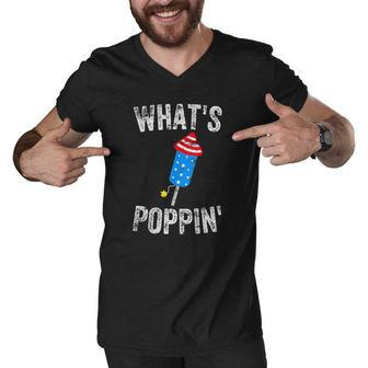 4Th Of July Summer Whats Poppin Funny Firework Men V-Neck Tshirt | Mazezy