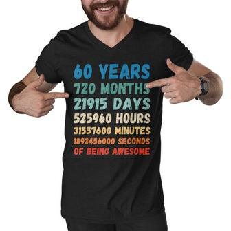 60Th Birthday 60 Years Of Being Awesome Wedding Anniversary Men V-Neck Tshirt - Seseable