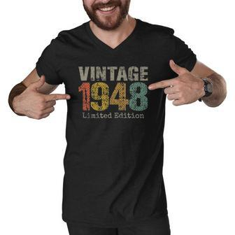 74 Years Old Gifts Vintage 1948 Limited Edition 74Th Birthday Men V-Neck Tshirt | Mazezy